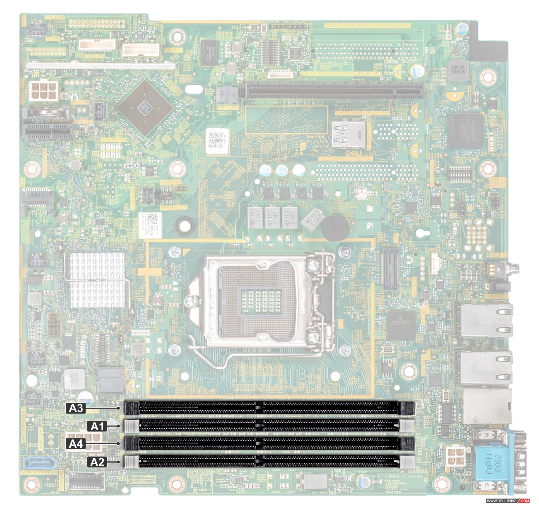 Dell戴尔 PowerEdge R240机架式服务器内存插槽使用说明，内存插法及正确安装方法