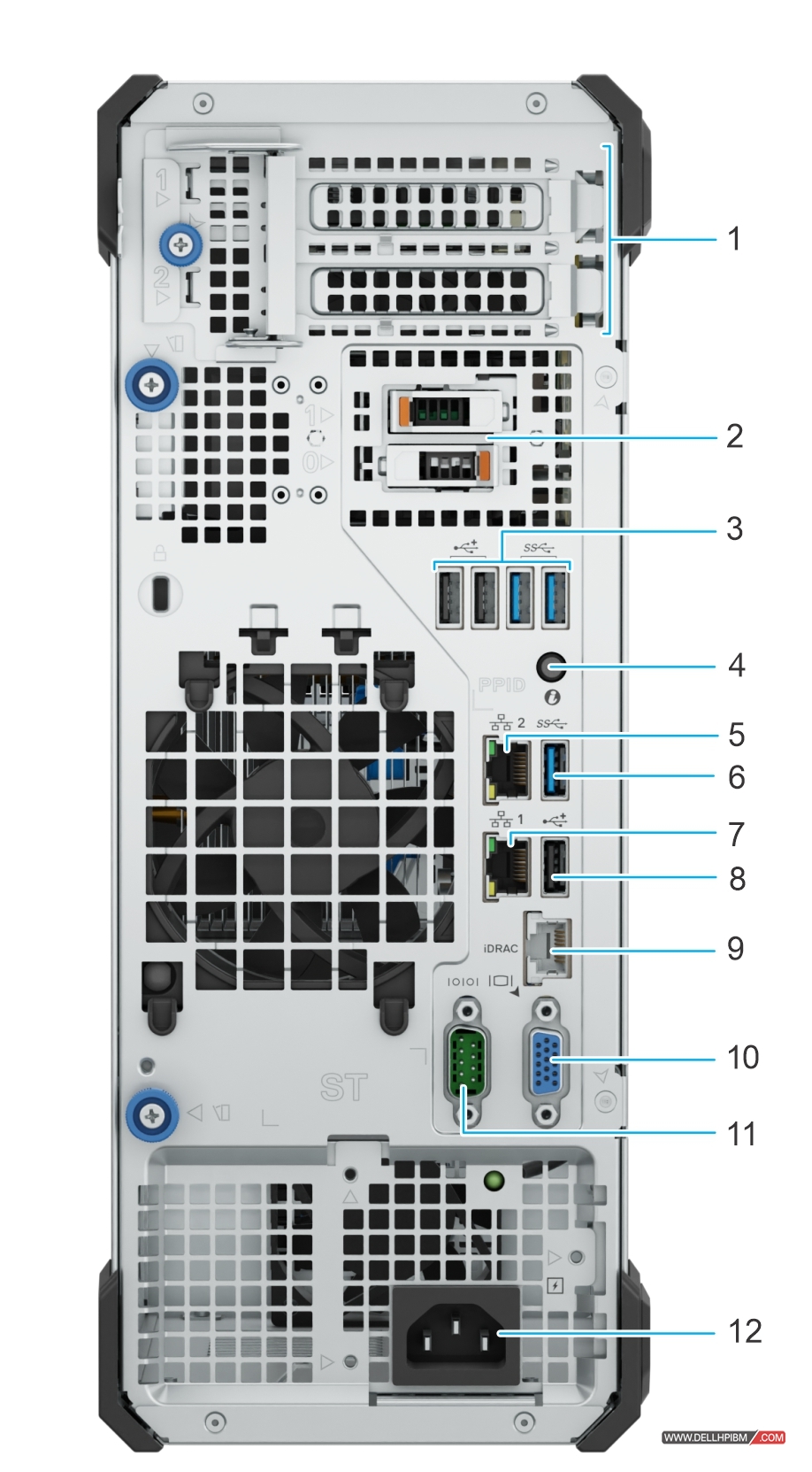 戴尔Dell PowerEdge T160塔式服务器产品样式，外部形态，内部构造及配套说明